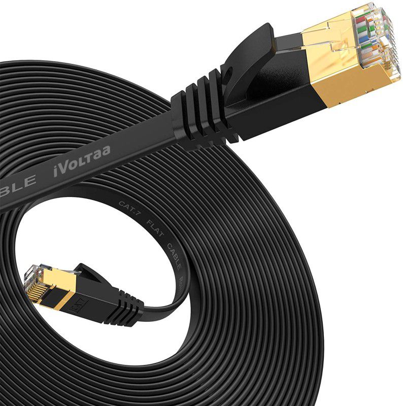 iVoltaa Ethernet Cable 4.2 m IVLAN7  (Compatible with CAT 7 Applications, Routers, Laptop/ PC, Gaming Cosoles, Black, One Cable)