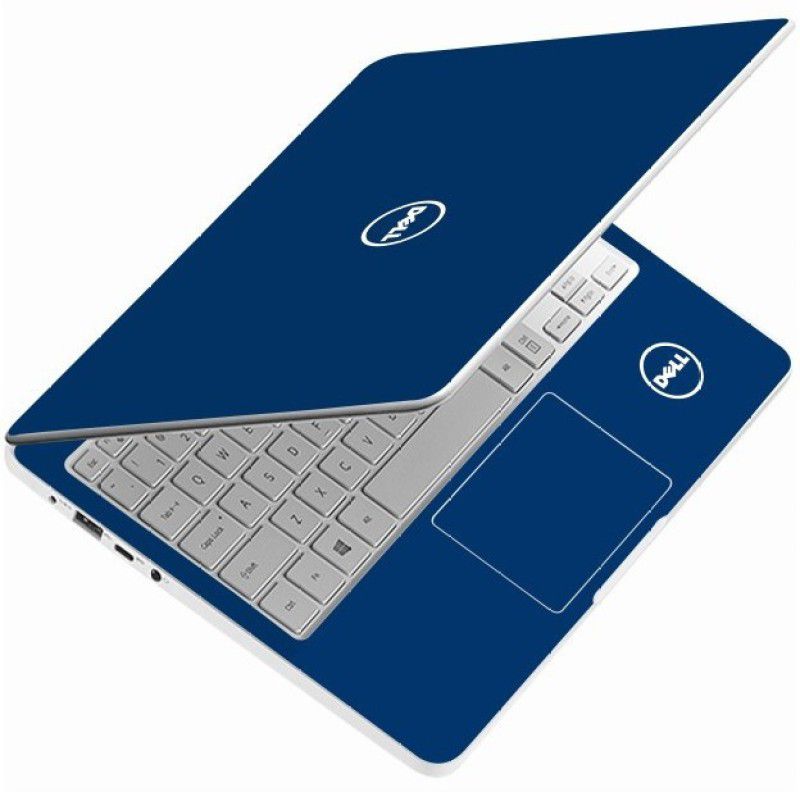 GlossyDesigns Full Body Laptop Skin - Dell On Navy Blue Premium Vinyl Laptop Decal 15.6