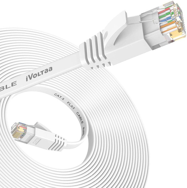 iVoltaa Ethernet Cable 0.9 m IVLAN6  (Compatible with CAT 6 Applications, Routers, Laptop/ PC, Gaming Cosoles, White, One Cable)
