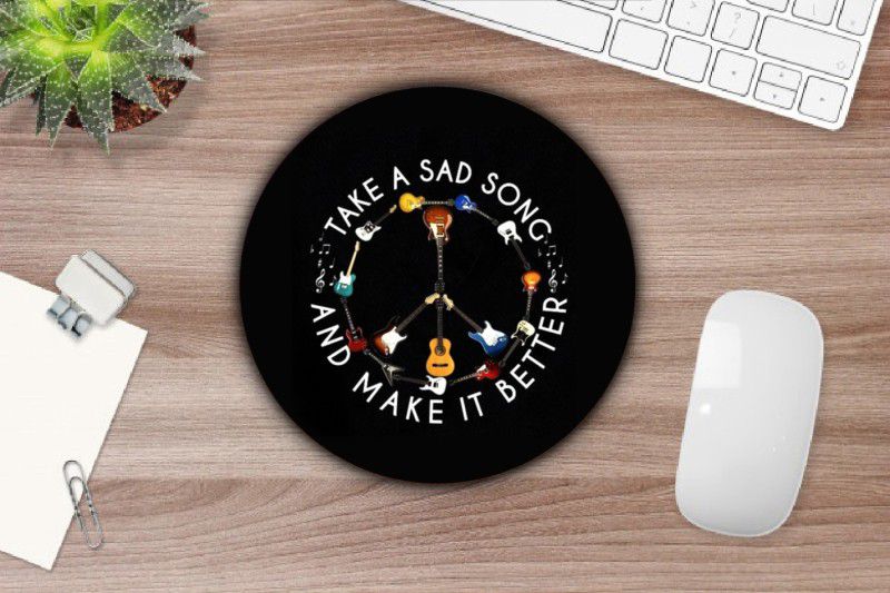 SANNU CREATION Take A Sad Song Printed Rubber Round Mouse Pad For Laptop/Desktop/Computer Mousepad  (Multicolor)