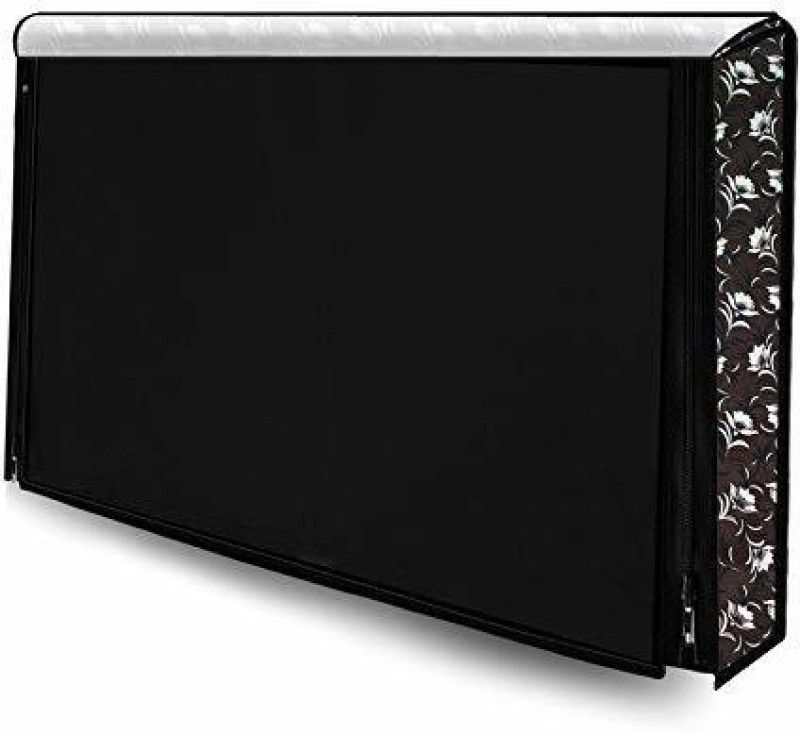 Qitexec for 65 inch TV - monitor_tv 65 inch Cover Black with White Flower  (Black with White Flower)