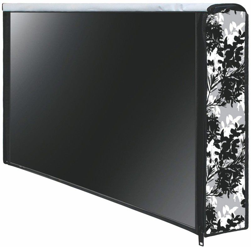 SANDAL DECORS for 43 inch 43 Inch LED TV Cover WaterProof - LED_43-BL-Wht-Leaf  (Black)