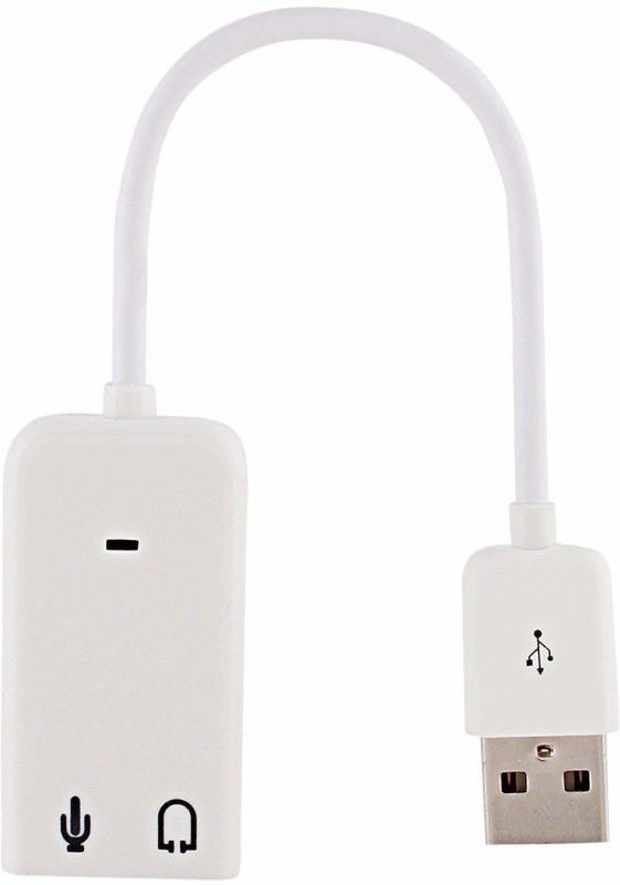 VibeX USB External Sound Card Audio Adapter with Mic-X2 USB External Sound Card Audio Adapter with Mic-X2 Sound Card  (White)