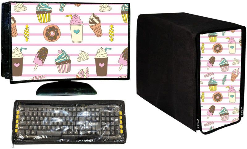 SANDAL DECORS for 22 inch Computer Monitor, Keybord (8*18 Inch) and CPU (7.5*18*16 Inch) - CC-22-IN-ICE-CREAM_P1  (Multicolor)