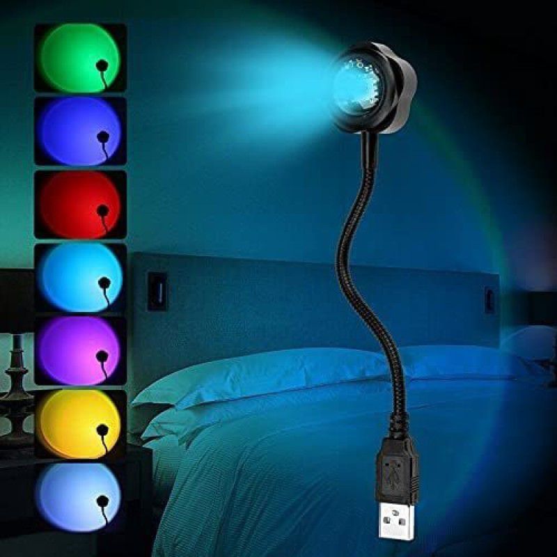 VibeX VXV®-148-JM-Sunset LED Projection Night Lamp Light with Mini USB USB SLS - 239-JM Led Light  (Sable Multicolor)