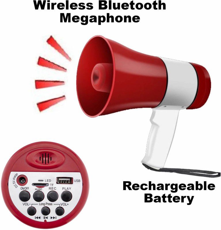 InfraHive Portable 30W Handheld Megaphone Loud Speaker Recording Speaker USB & SD-Card Handheld Megaphone - Built-in Siren 20W Talk, Record, Play, Siren, Music Red Outdoor PA System  (30 W)