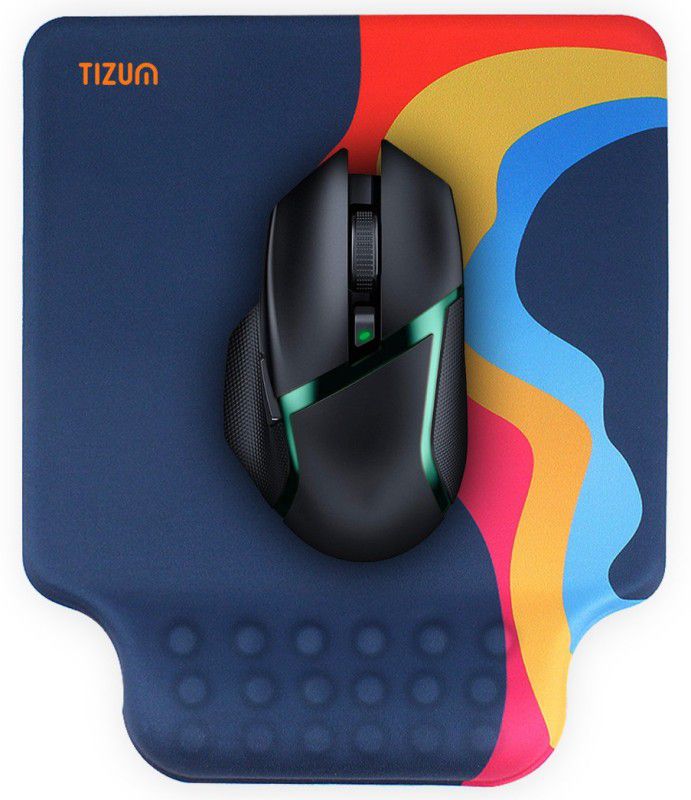Tizum Gel Mouse Pad with Cushion Wrist Support & Pain Relief, Non-Slip Rubber Base Mousepad  (Blue)