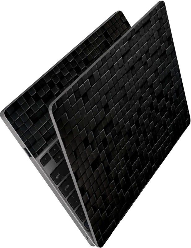 dzazner Premium Vinyl HD Printed Easy to Install Full Panel Laptop Skin/Sticker/Stretchable Vinyl/Cover for all Size Laptops upto 15.6 inch No Residue, Bubble Free - Black Square Tiles Self Adhesive Vinyl Laptop Decal 15.6