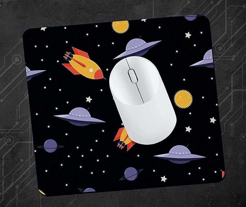 ZORI Space Ship Mouse Pad for Work from Home/Office/Gaming |Anti-Skid, Anti-Slip, Rubber Base Mousepad  (Space&Ship_01)