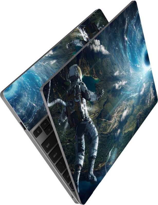 dzazner Premium Vinyl HD Printed Easy to Install Full Panel Laptop Skin/Sticker/Stretchable Vinyl/Cover for all Size Laptops upto 15.6 inch No Residue, Bubble Free - Astronaut Landing on Earth Self Adhesive Vinyl Laptop Decal 15.6