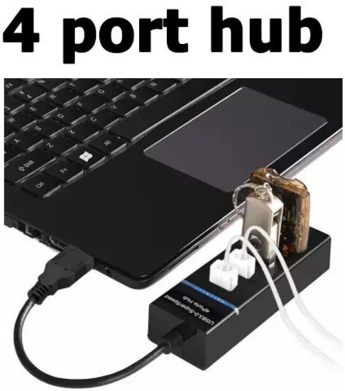 BOPUD Laptop Accessory| USB 3.0 hub| USB gadget| Charging Port| 4 Port hub| 4 Port hub 3.0 Mini-Hub for Pendrive, Mouse, Keyboards, Camera, Mobile, Tablet, PC, Laptop USB Hub, Laptop Accessory, USB Charger, Expansion Card  (BLACK)