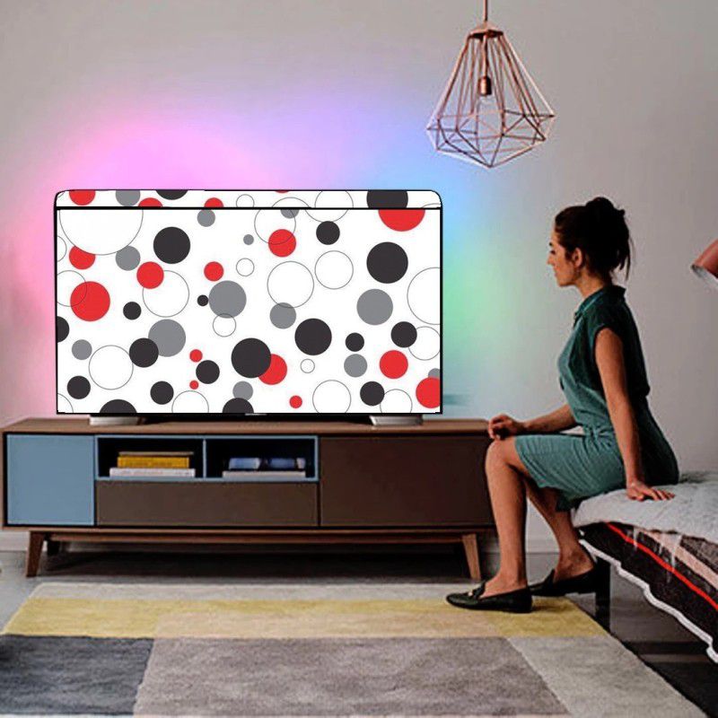 SANDAL DECORS 55 inch led tv cover for 55 inch 55 inch led tv cover waterproof - LED-55-INCH-RWB-CIRCLE  (White)