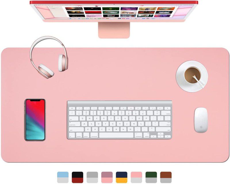 Aropana Vegan PU Leather Laptop Mouse Pad,Non-Slip Desk Blotter,Waterproof Mousepad  (Pink & Light Blue)