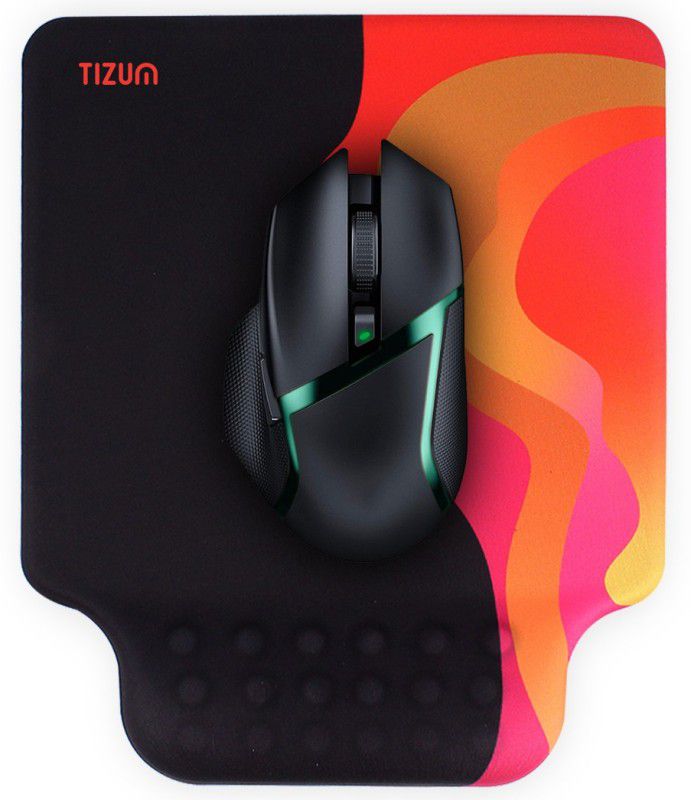 Tizum Gel Mouse Pad with Cushion Wrist Support & Pain Relief , Non-Slip Rubber Base Mousepad  (Black)