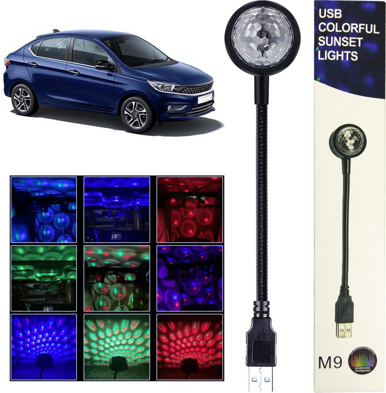 MOOZMOB Flexible Upgraded Quality Portable 7 Color + 9 Functional Modes USB Disco Projector Led Light for Tigor Car SUVs Home Bedroom and More Led Light  (Black)