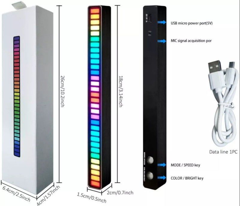 RHONNIUM Colorful LED Light Bar, Sound Control, Music, Mood Lighting, Voice Control Colorful LED Light Bar, Sound Control, Music, Mood Lighting, Voice Control-X40 Led Light  (RGB)