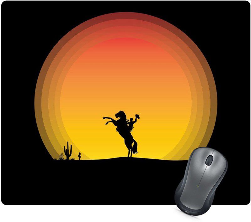 Golden Feather Anti Skid Horse Rider View Silhouette Printed Designer Mouse pad for laptops and Computers Gaming Mousepad 211 Mousepad  (Multicolor)