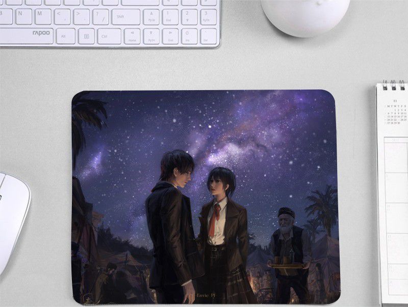 InkWynk Eren And Mikasa From Attack On Titans Trending Anime | 3mm Rectangle Shape Mousepad  (Multicolor)
