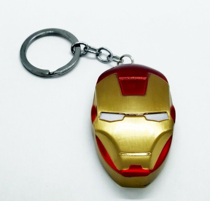 Explorer ™ Marvel Iron Man Face Windproof Rechargeable Cigarette Lighter with Key Chain Heavy Metal Body Iron Man Face Lighter Cigarette Lighter, USB Cable  (Red, Golden)