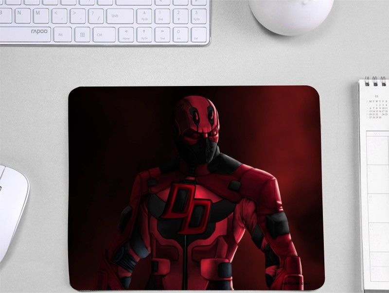 InkWynk Daredevil Design Rubber Grip Medium Size Mousepad  (Red)