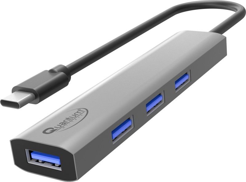 QUANTUM QHM6966 Type C to 4 Hi-Speed USB A 3.1 Ports for Apple Macbook/Windows Laptop Multiport USB Hub  (Grey)
