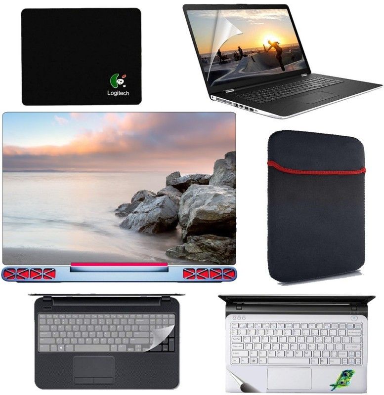 SDM 6 in 1 Combo - Laptop Skin Stickers, Screen card , Key Guard, Mouse Pad, Sleeve and Palmrest Skin for All 15.6 Inch Laptops || Notebooks Combo Set (nature image187 Combo Set  (Multicolor)