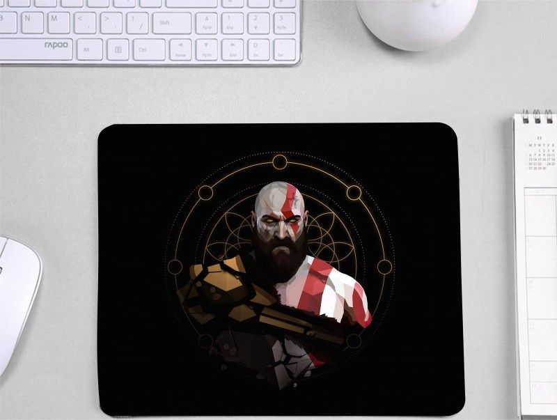 InkWynk Kratos God Of War Game Character | 3mm Rectangle Shape Mousepad  (Black)