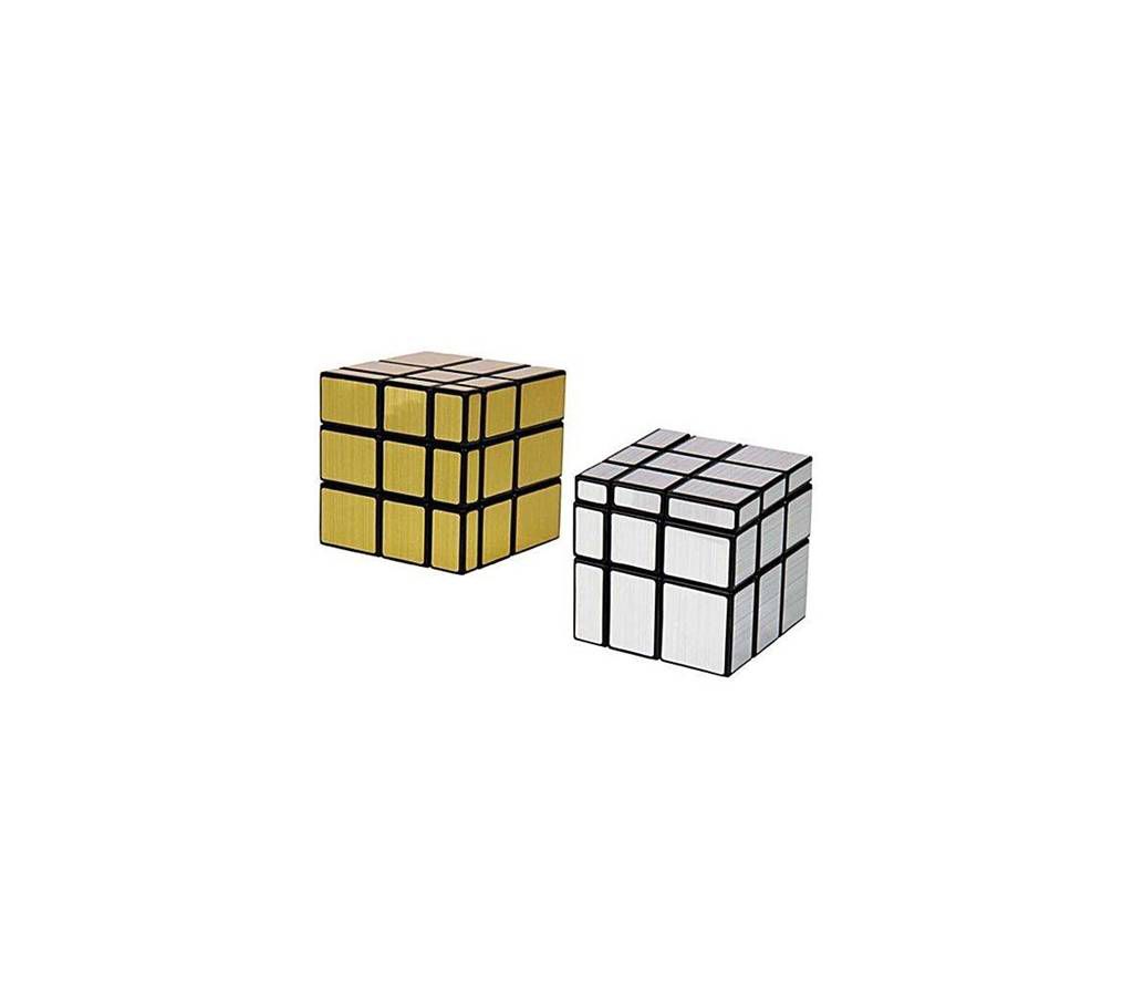 Pack Of 2 Golden & Silver Mirror Cube - 3X3X3