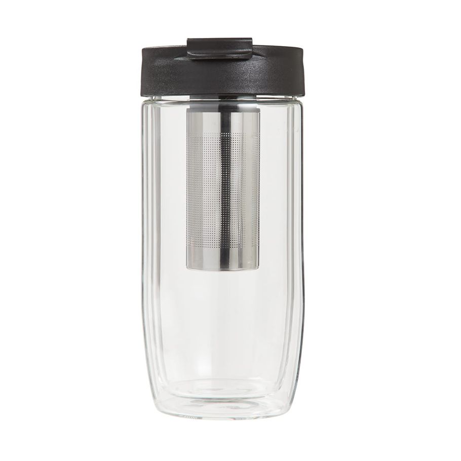 600ml Black Double Wall Reusable Travel Cup with Infuser