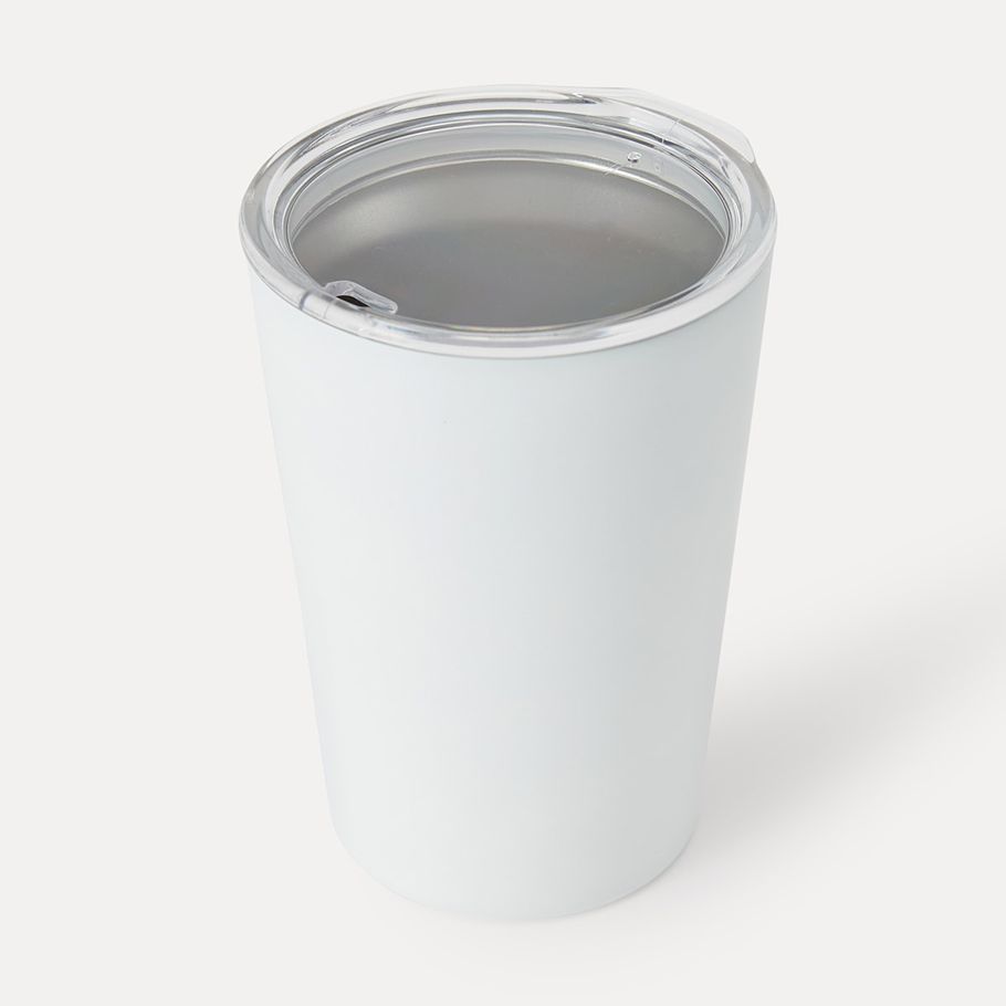 350ml White Stainless Steel Reusable Tumbler with Sipper