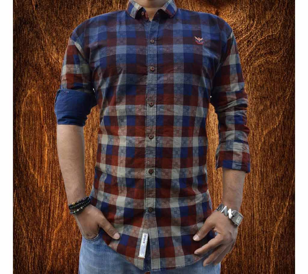 Indian Full Sleeve Cotton Check Shirt
