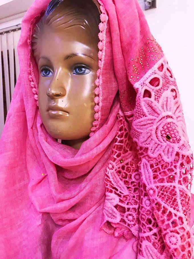 Pure Cotton Floral Design Hijab -Pink