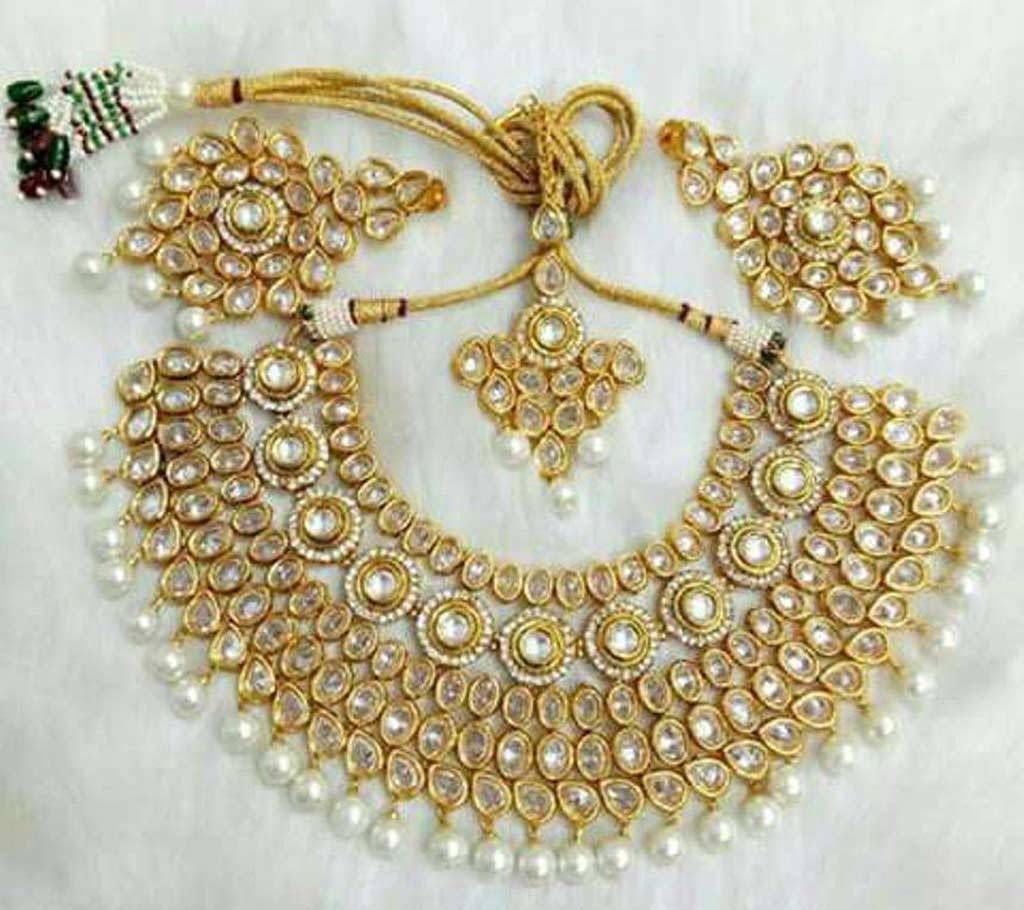 Indian gold plated stone setting necklace 
