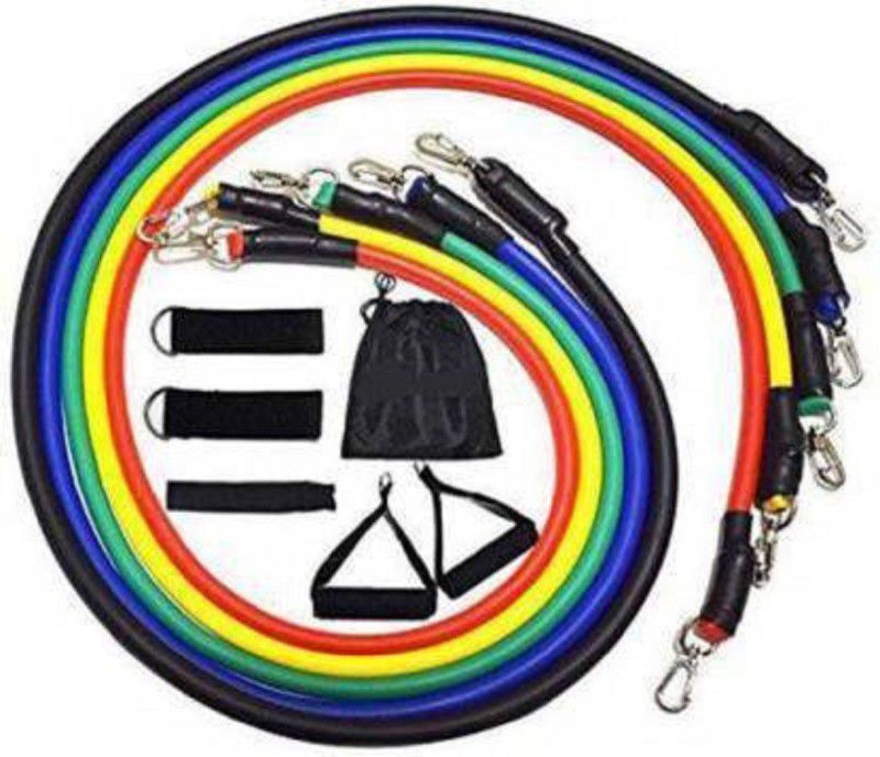 ANTONIS 11 pcs Resistance Band Set, Stackable Exercise Bands with Door Anchor Resistance Tube  (Multicolor)
