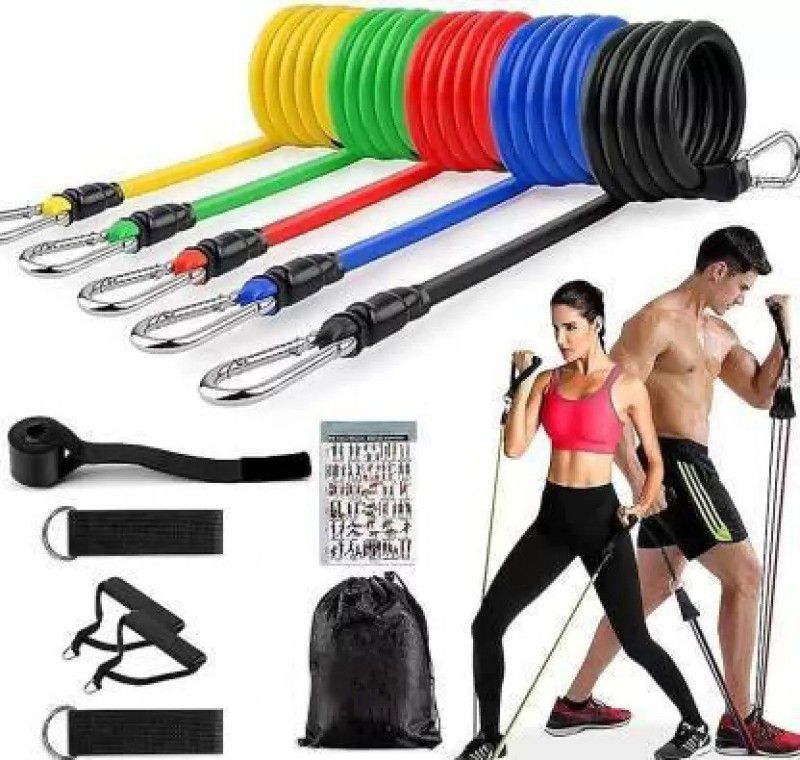 ANTONIS Strength Training Bands Tube Set for Exercise (11 PC) Resistance Resistance Tube Resistance Tube  (Multicolor)