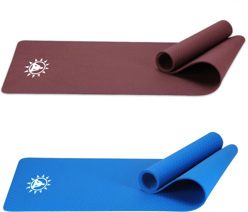 Knight Walker Classic Non Slip Yoga Mat for Men, Eva Material 4mm, Wine, Blue (Pack of 2) 4 mm Yoga Mat