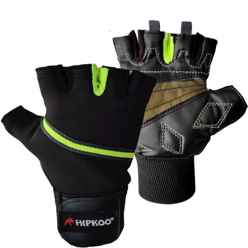 Hipkoo Sports Breathable Gym Gloves For Weight Lifting Power Lifting and Other Purpose (1 Pair) Gym & Fitness Gloves  (Black)