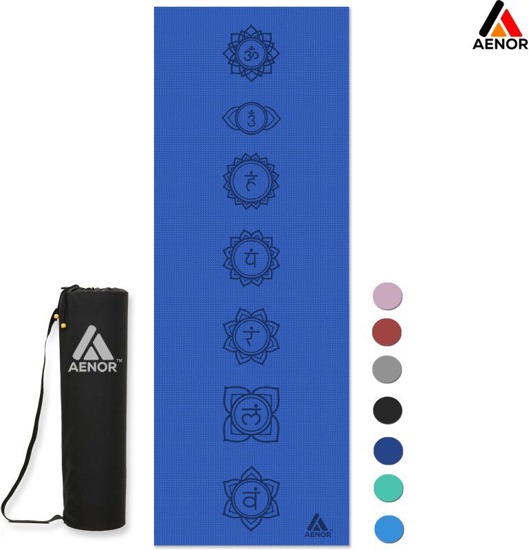 AENOR Printed 7chakra Yoga Mat for Women and Men with Cover Bag Superior EVA Material Blue 6 mm Yoga Mat