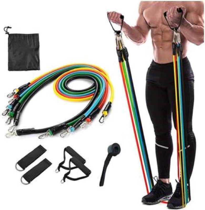 ANTONIS 11Pc Resistance Bands Elastic Rubber Rope Sport Expander Bodybuilding Exercise Resistance Tube  (Multicolor)