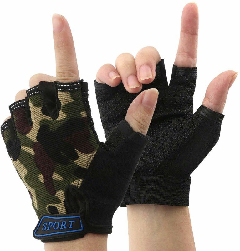 DreamPalace India Half Finger Tactical Gloves Military Army Shooting Hunting Climbing Cycling Gym & Fitness Gloves  (camouflage)