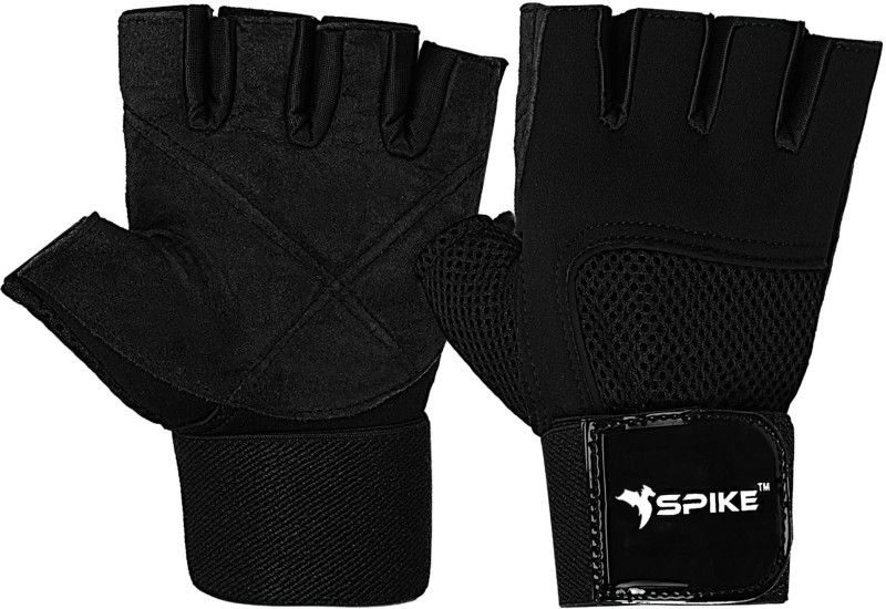 Spike Fitness Gym Gloves with Wrist Support Grip and for both Men and Women. Gym & Fitness Gloves  (Black)