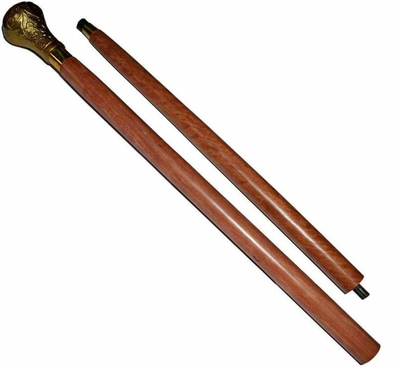 VINTAGE STAR Handmade Victorian Style Designer Brass Handle Cane Wooden Walking Stick Cane Gift (2 Fold Wooden Walking Cane ) Walking Stick
