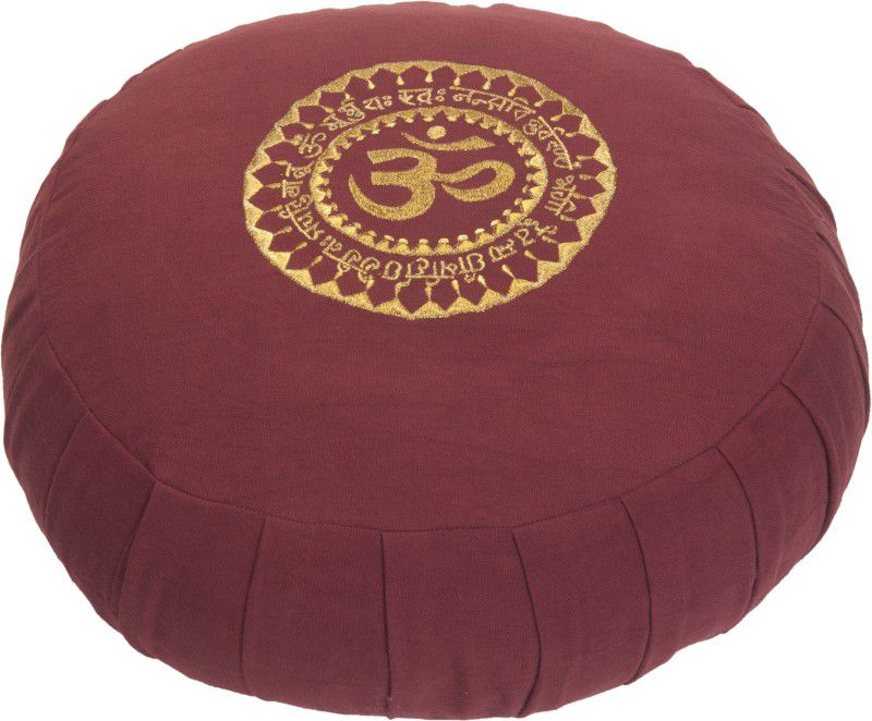 Kanyoga Buckwheat Hulls Filled Om Embroidery Zafu Yoga Meditation Cushion - Berry Yoga Blocks  (Red Pack of 1)