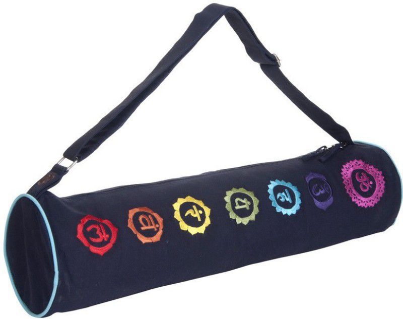Kanyoga Cotton Hemp Mix Fabric Seven Colorful Chakra Printed Yoga Mat Bag (69cm x 18cm) Yoga Blocks  (Blue Pack of 1)