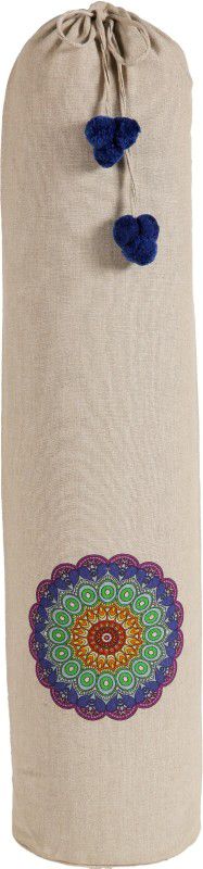 Kanyoga 100% Cotton Highly Durable Printed Yoga Mat Bag (Chambray Blue-74 L x 25 W cm)  (Beige, Drawstring Bag)