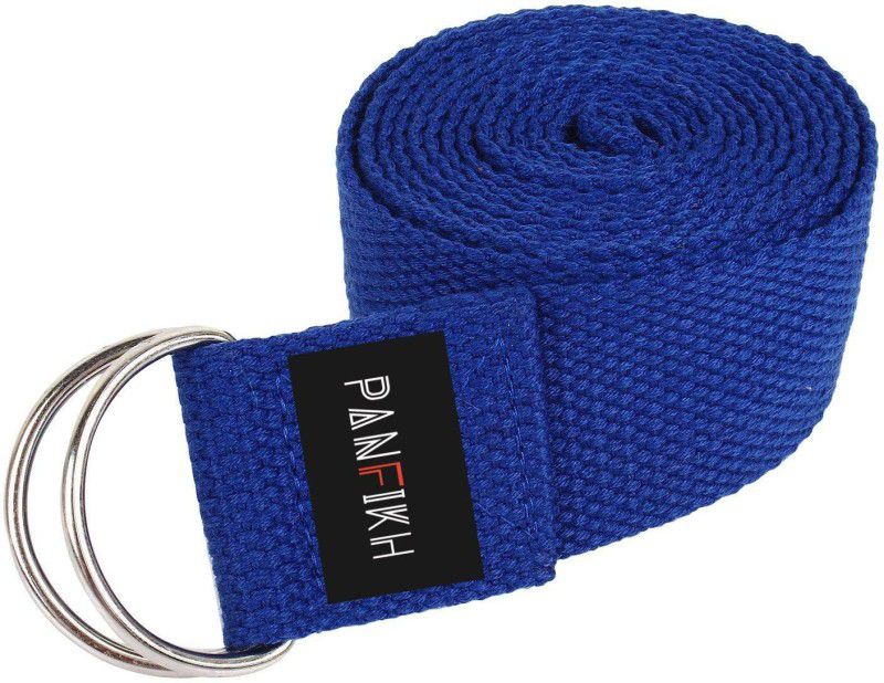 PANFIKH Yoga Belt/Yoga Strap for Yoga with Durable Sliding D Ring Buckle Cotton Yoga Strap  (Blue)