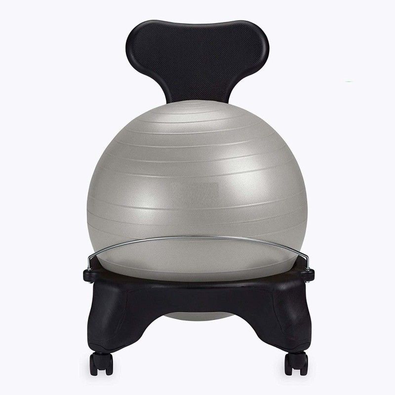 IRIS Balance Ball Chair with backrest for Home and Office Medicine Ball  (Weight: 3 kg, Grey, Black)