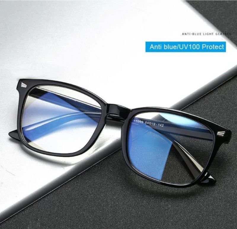 Full Rim Square Anti Glare & Blue Cut Computer Glass For Men & Women  (145 mm)
