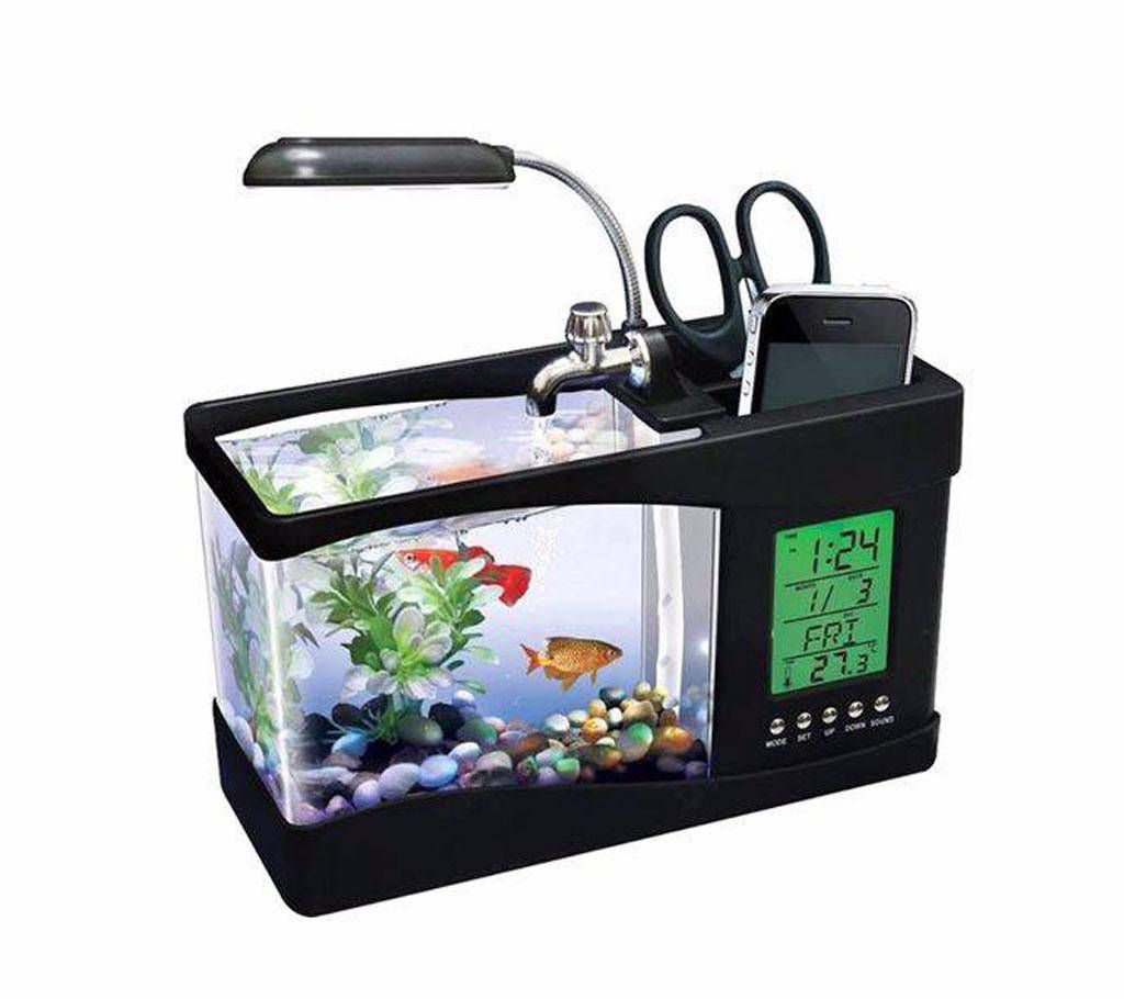 USB Desktop Aquarium With LCD Clock  