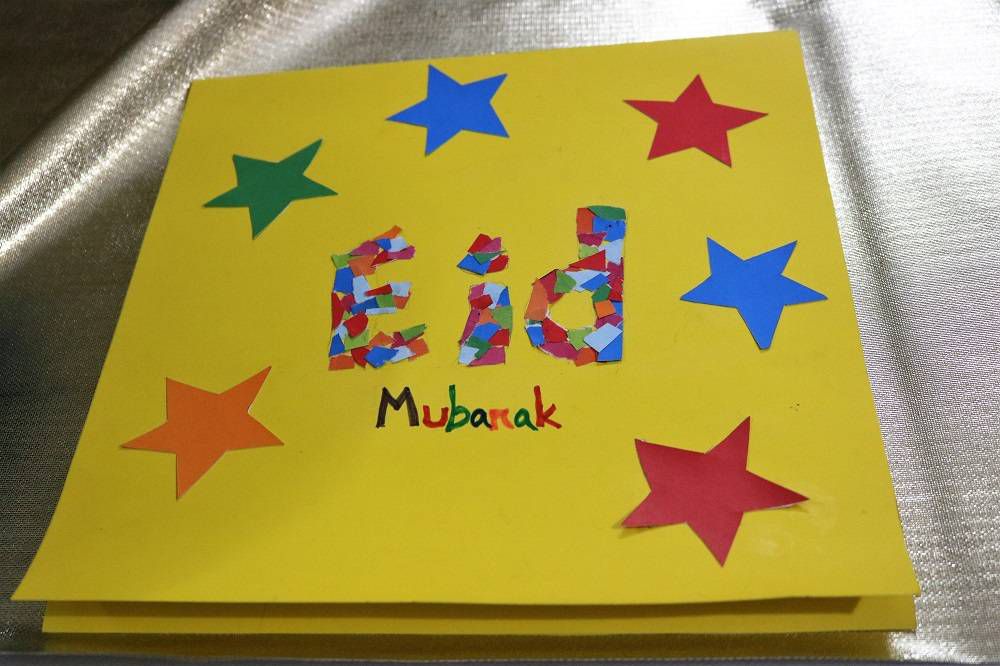 Hand Made Eid greeting cards - Yellow